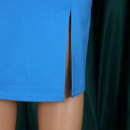 Square Neck Ruffled Short-Sleeve Bodycon Dress